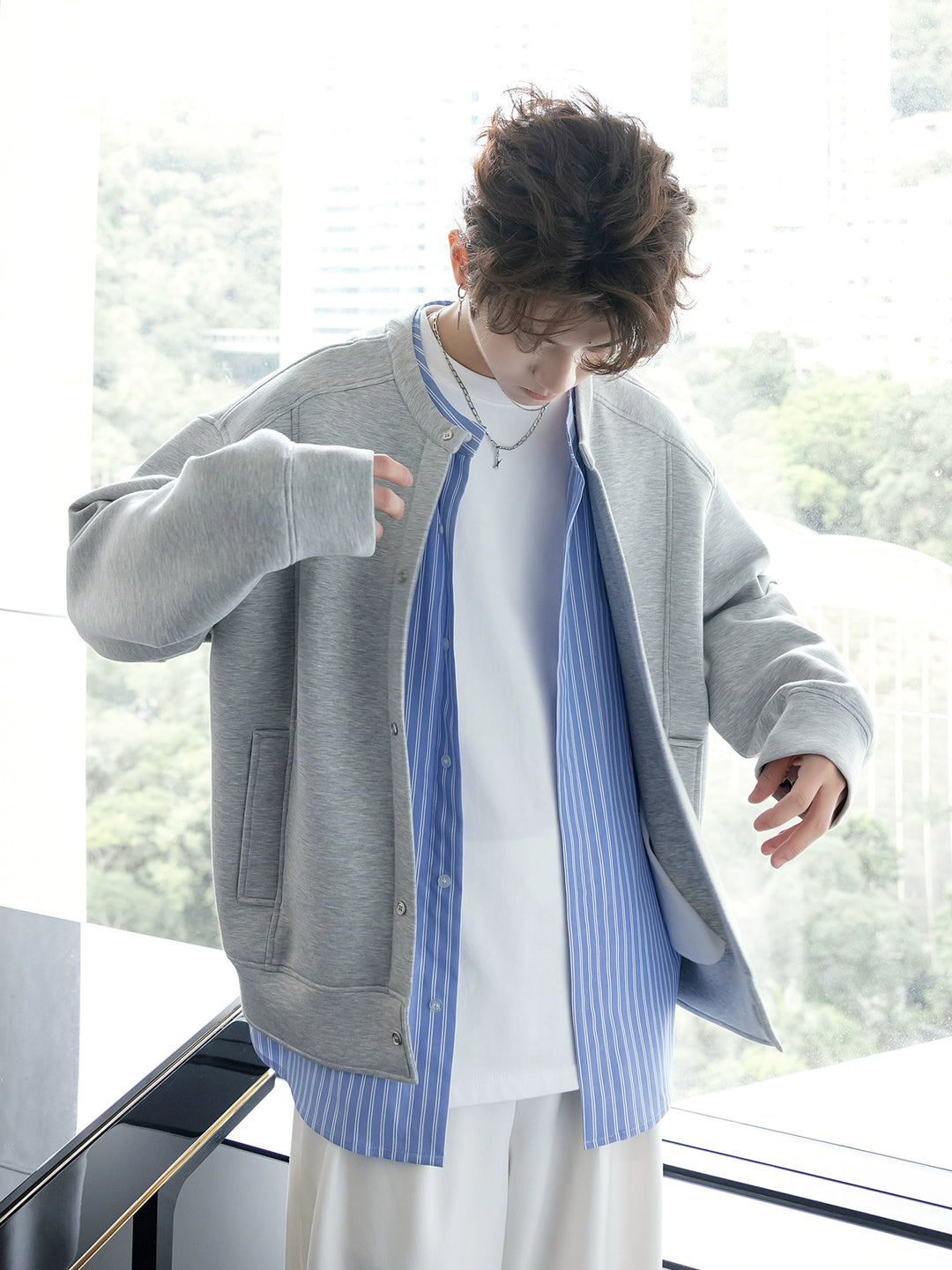 College Style Two-Piece Cardigan Jacket