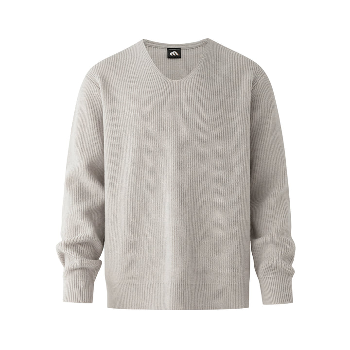 Suéter Casual de Tricô Solto com Decote em V