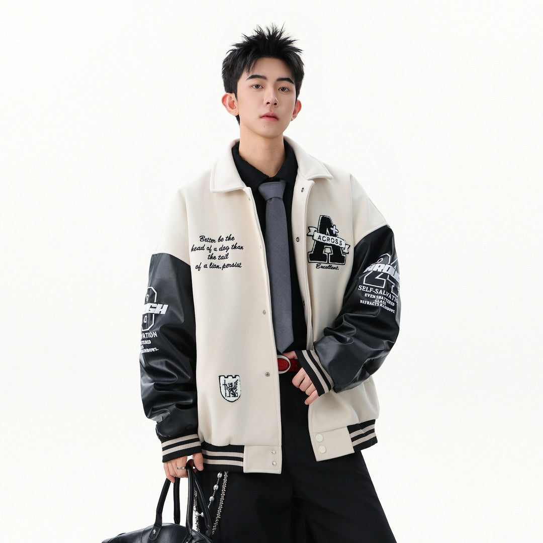 Embroidered Letter Varsity Baseball Jacket