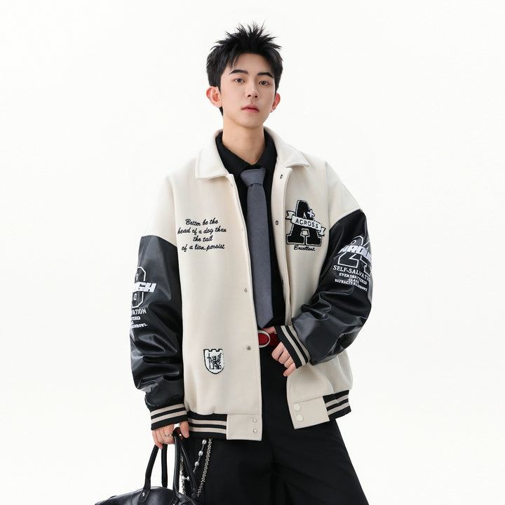 Embroidered Letter Varsity Baseball Jacket
