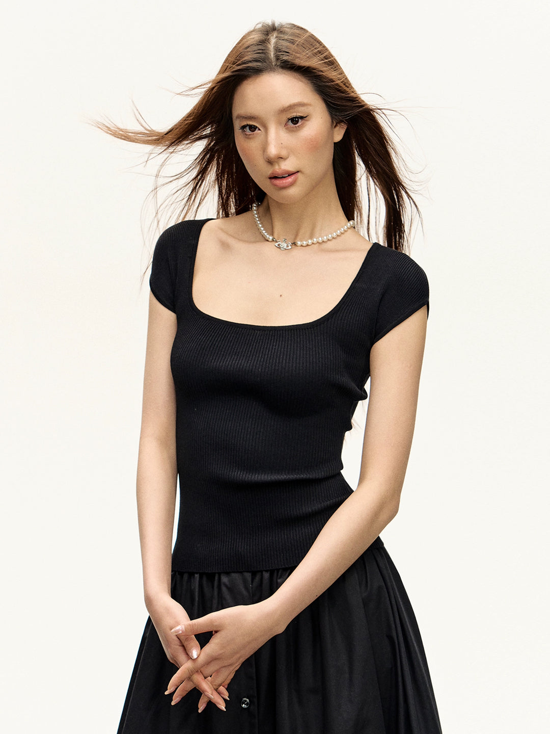 Retro Slim Fit Knit Short Sleeve Top