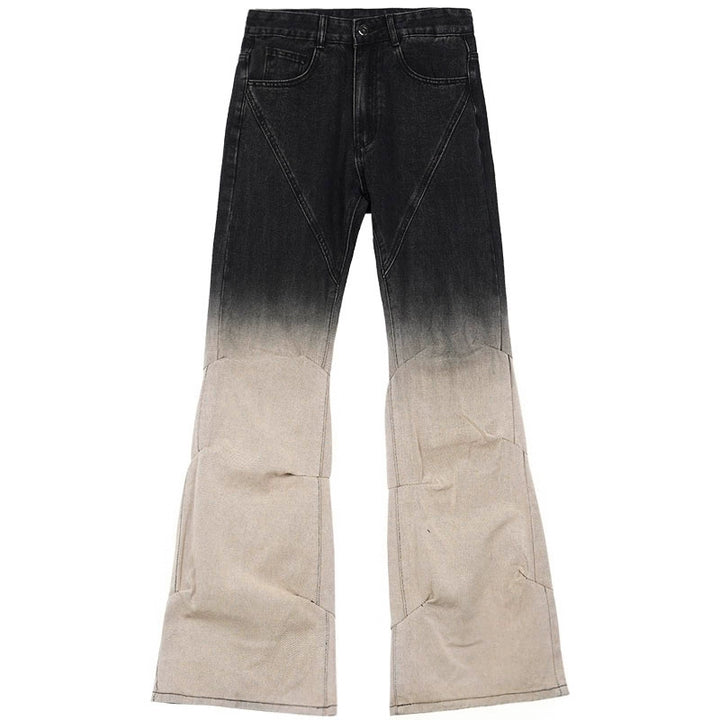 Gradient Flared Floor-Length Pleated Pants