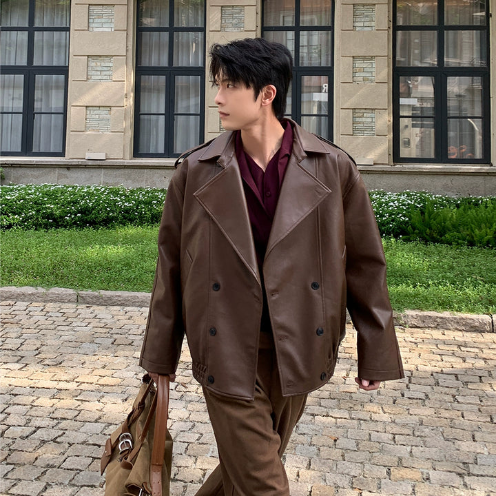 Leather Motorcycle Lapel Jacket