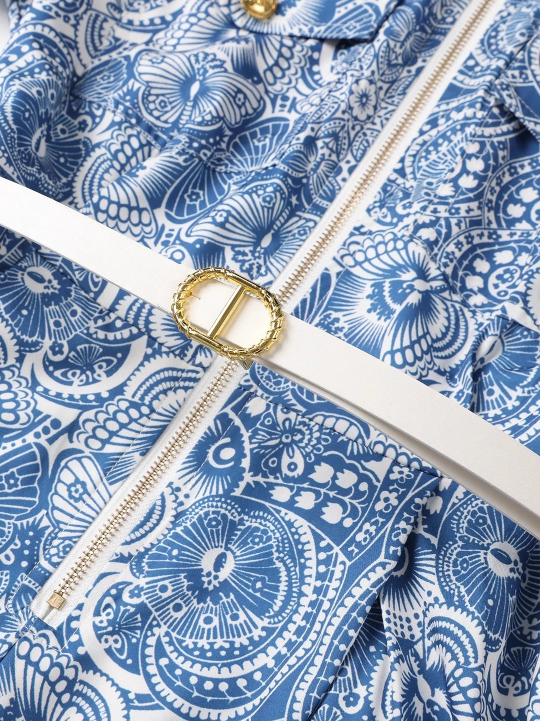 Printed Polo Collar A-line Dress