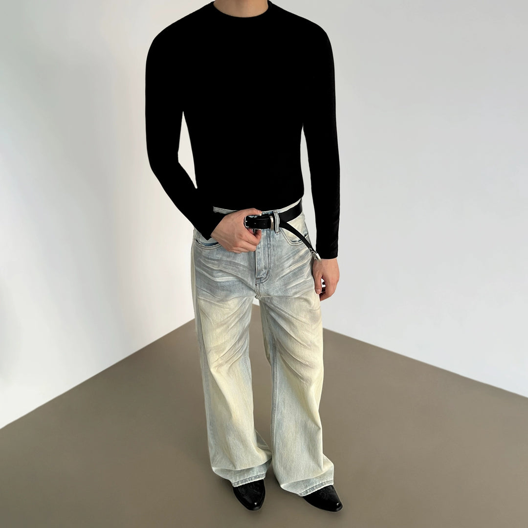 Distressed Flared Straight Leg Jeans