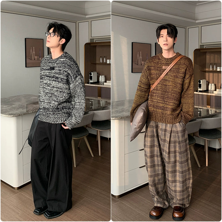 Velvet Knit Round Neck Sweater