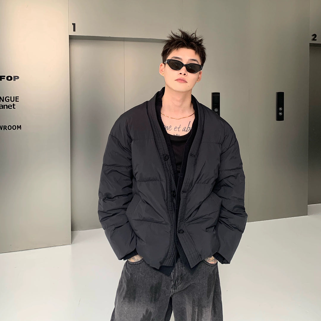 Collarless Down Jacket