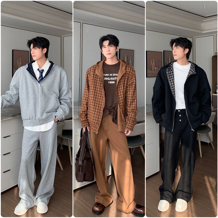 Thick Casual Wide-Leg Straight Pants