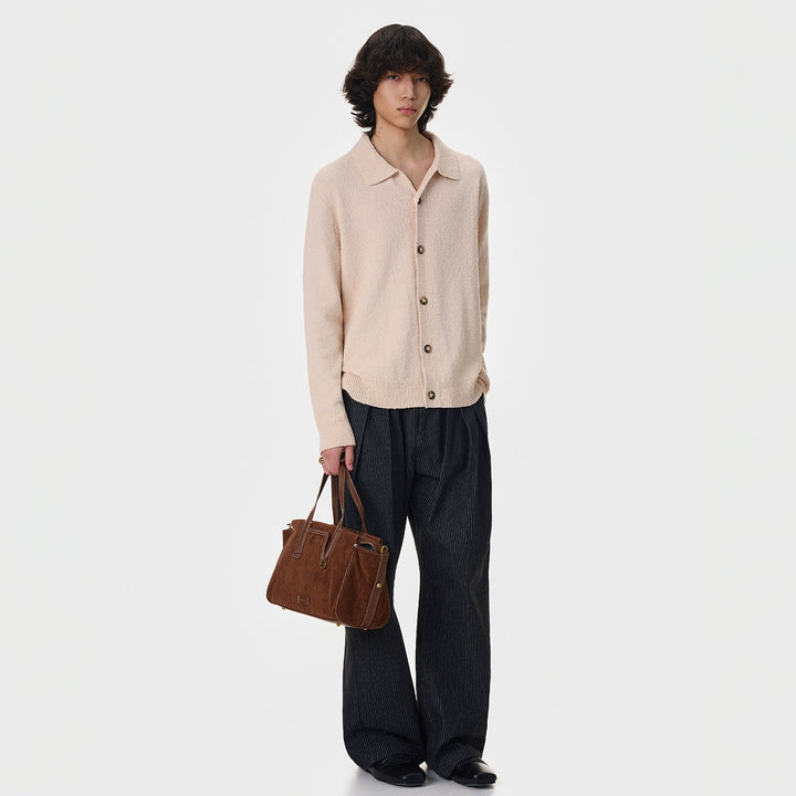 Polar Fleece Polo Collar Cardigan