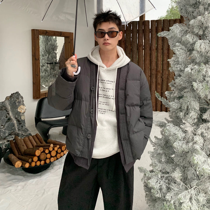 Collarless Down Jacket