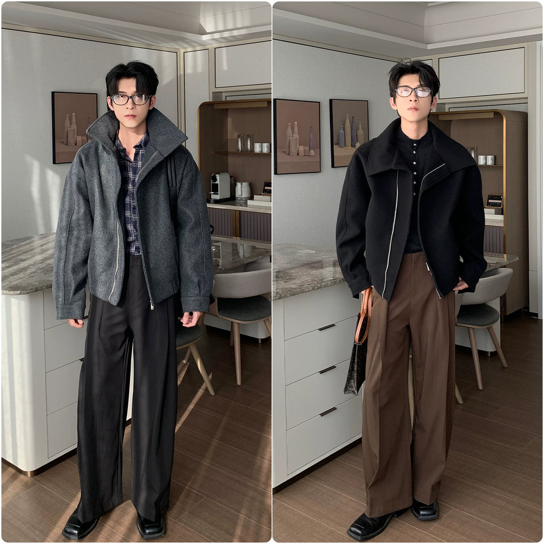 Lapel Collar Short Woolen Coat