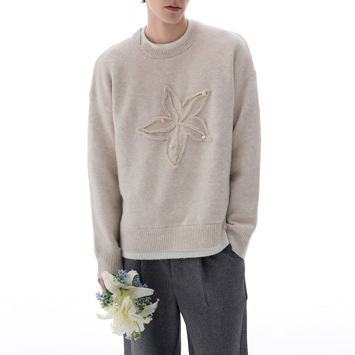 Wool Blend Starfish Knit Sweater