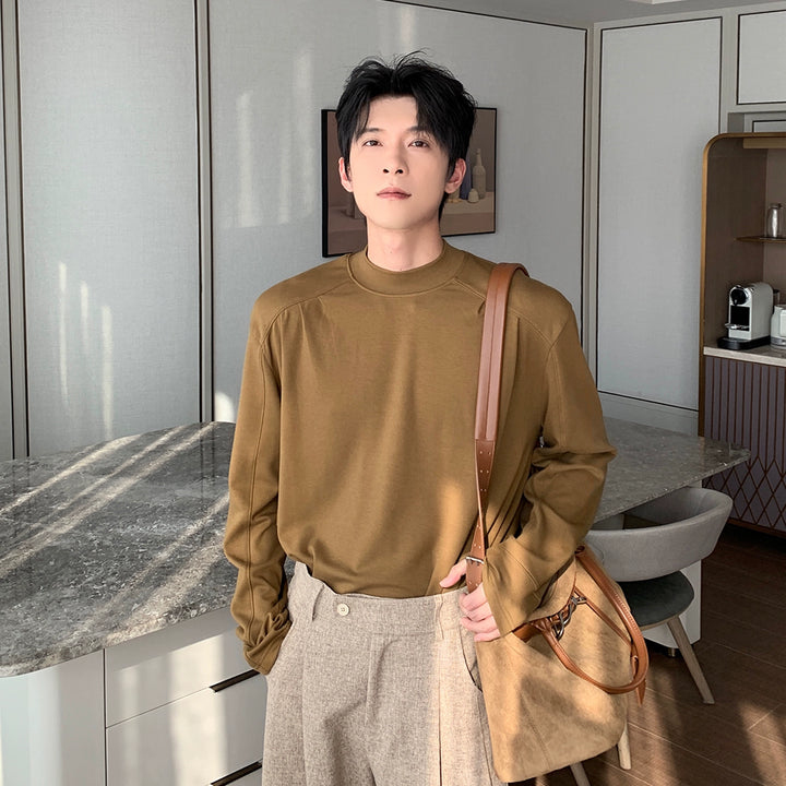 Mock Neck Loose Long Sleeve Pullover
