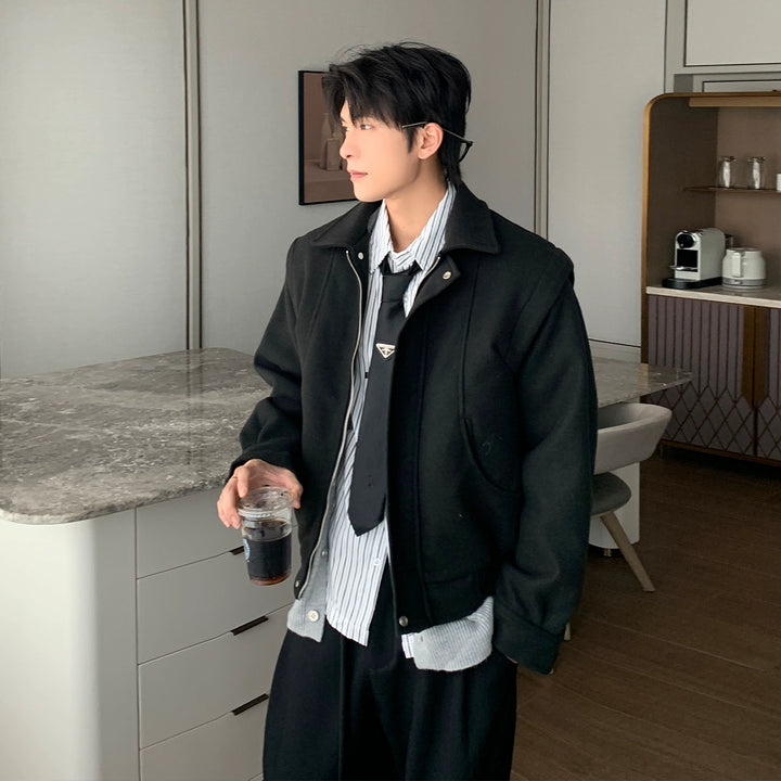 Quilted Wool Lapel Jacket