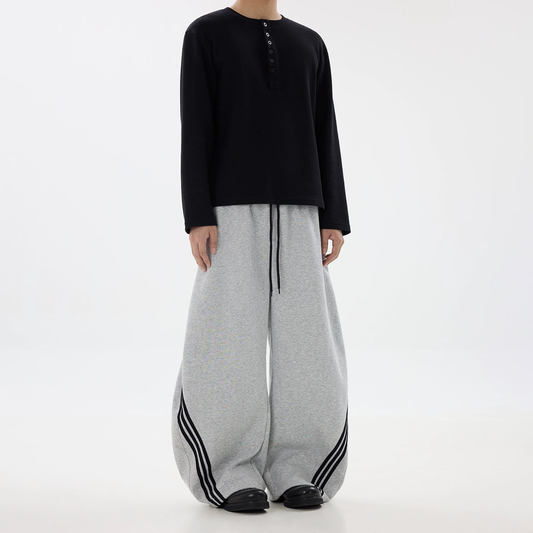 Wide-Leg Three-Stripe Fleece Sweatpants