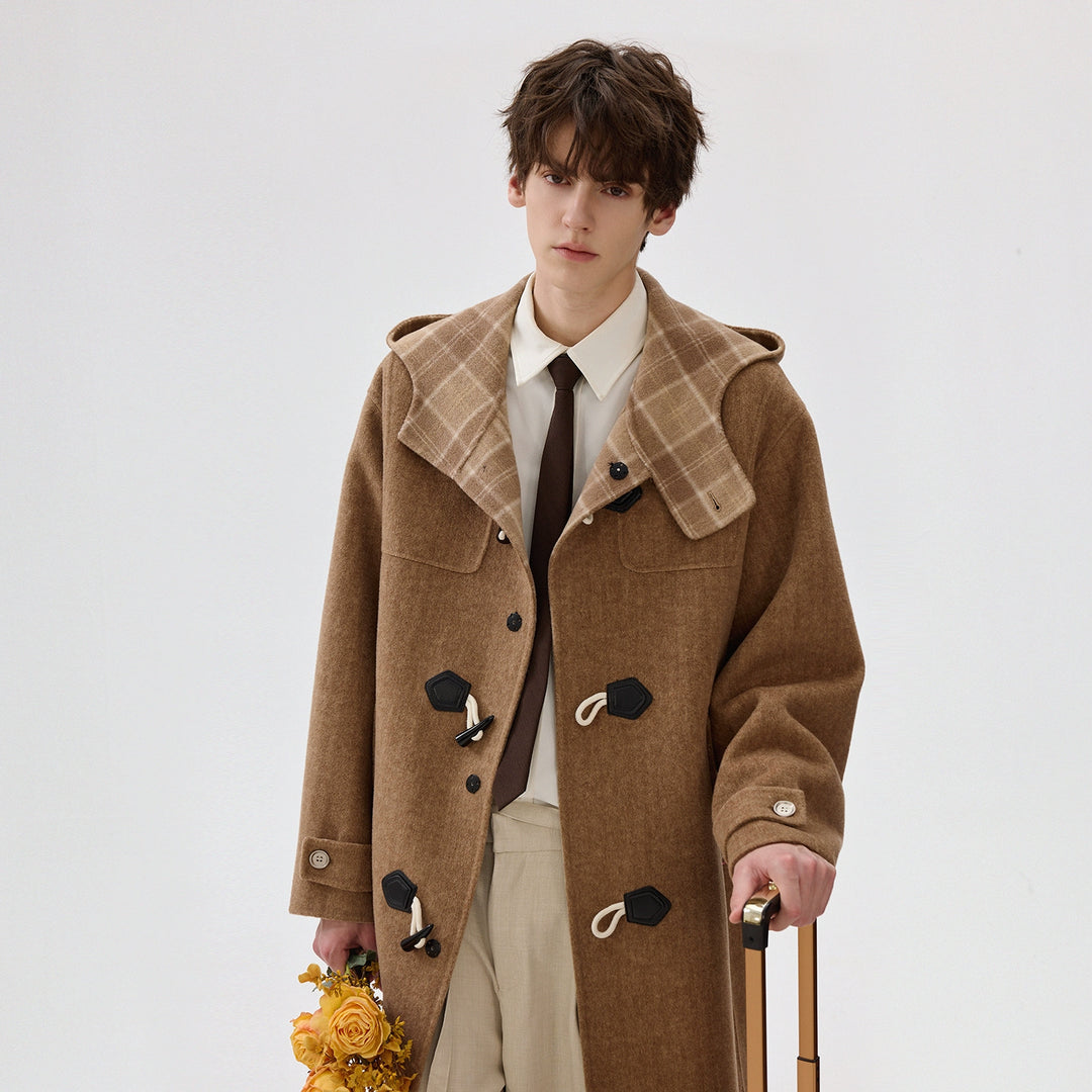 British Style Double-faced Wool Hooded Coat