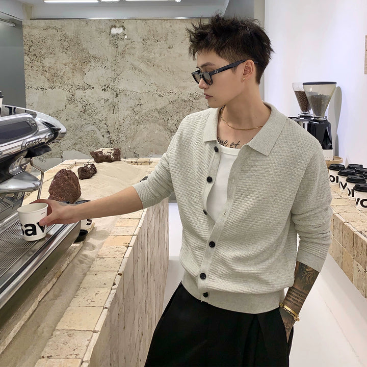 Lapel Slim Knit Cardigan Sweater