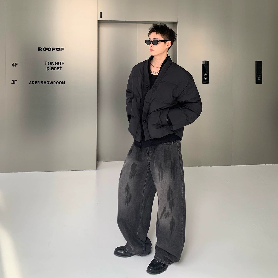 Collarless Down Jacket