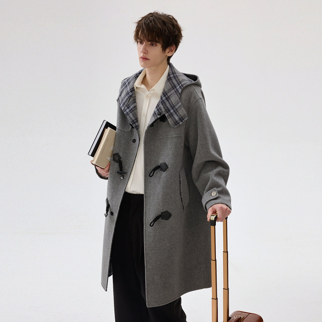 British Style Double-faced Wool Hooded Coat