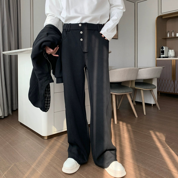 Thick Casual Wide-Leg Straight Pants