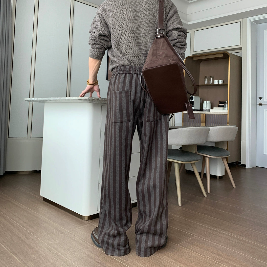 Striped Wide Leg Elastic Waist Pants