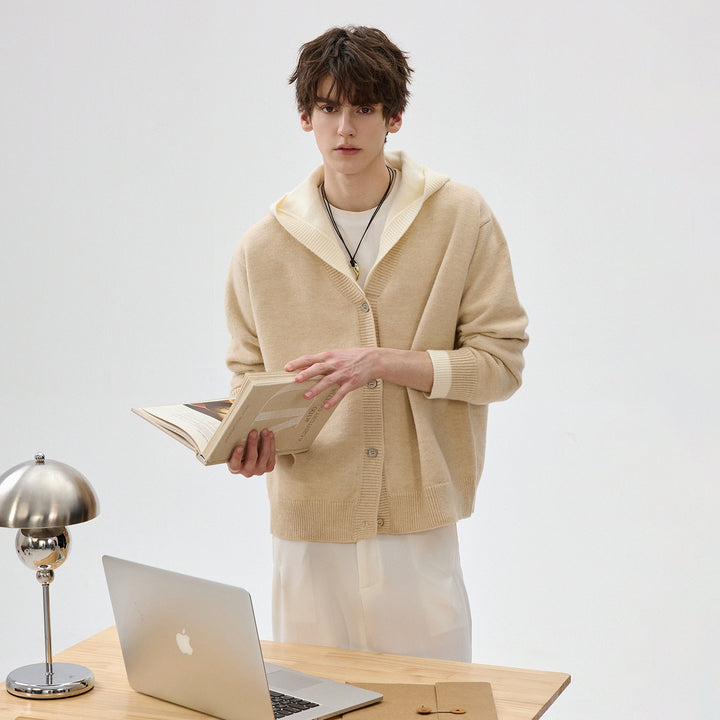 Arctic Velvet Hooded Knit Cardigan