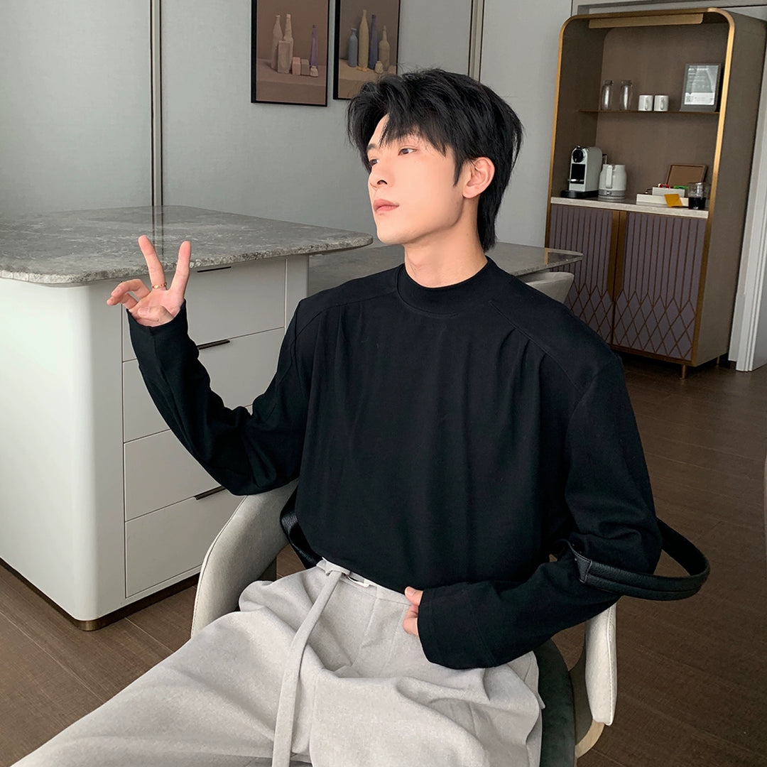 Mock Neck Loose Long Sleeve Pullover