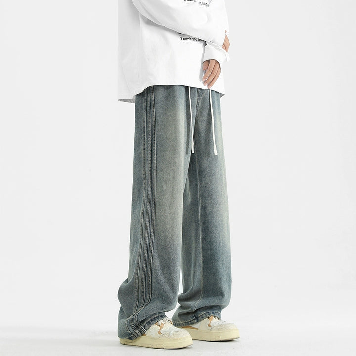 Washed Wide-Leg Drawstring Pants