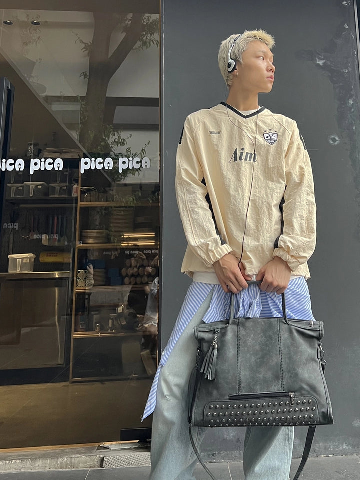 Suede Studded Large Capacity Tote Bag