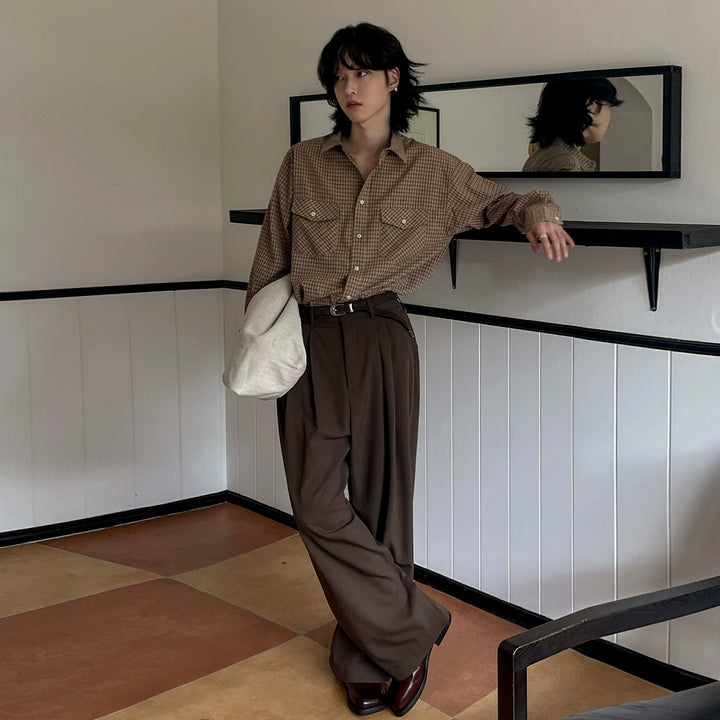 Retro široké rovné kalhoty