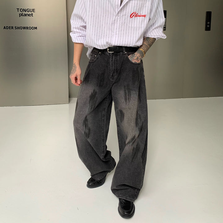 Jeans Mopping Loose Straight-Leg Graffiti