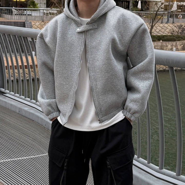 Mikina s kapucí a volným střihem na zip