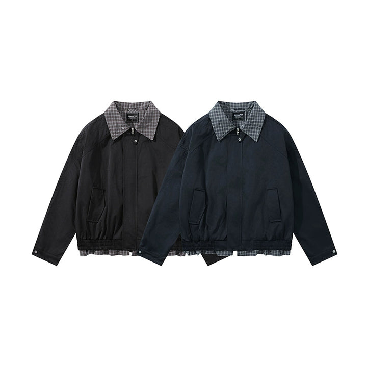 Plaid Splicing Lapel Loose Jacket