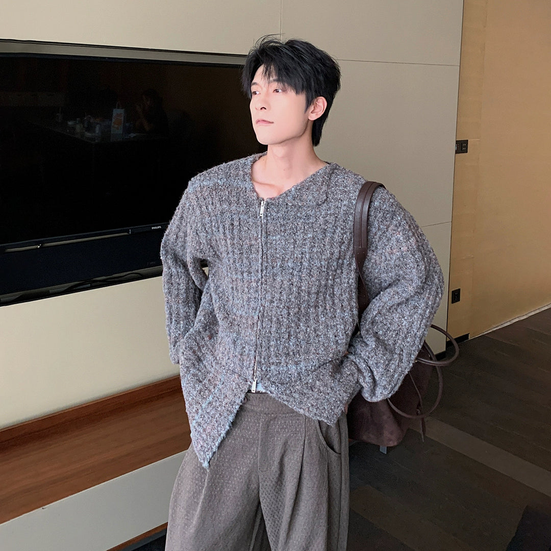 Velvet Knit Zipper Sweater