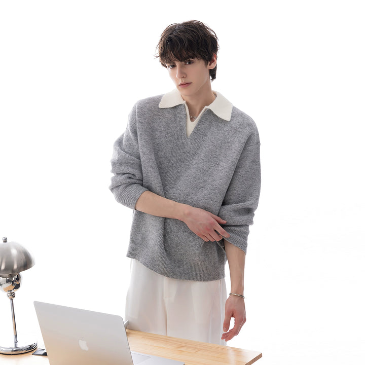 Wool Lapel Sweater