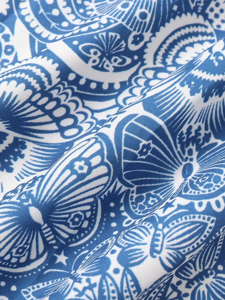 Printed Polo Collar A-line Dress