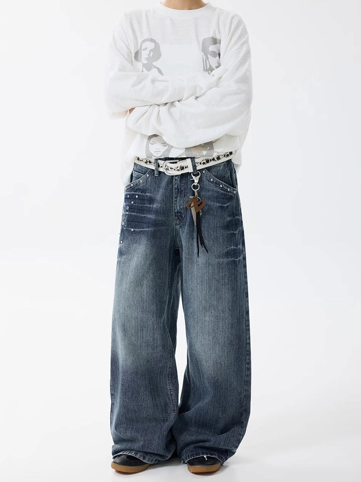 Rivet Lightning Pattern Flared Pants