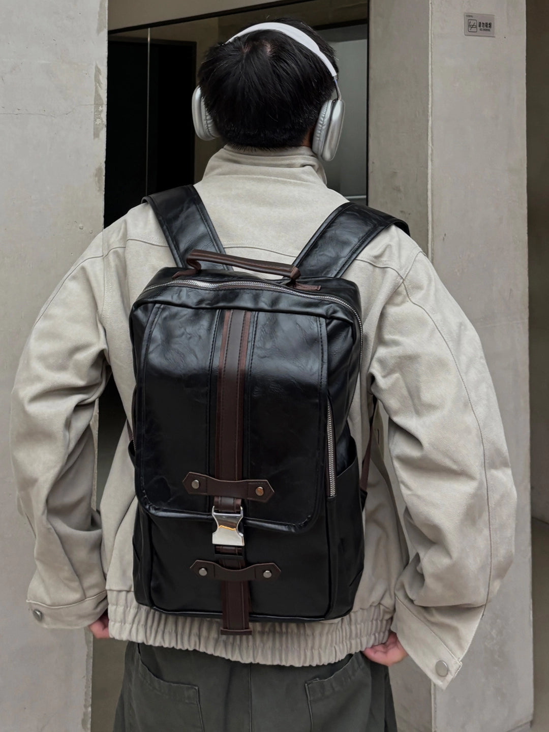 Leather Large Capacity Backpack