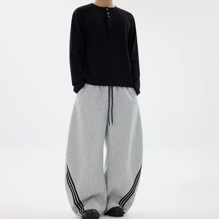 Wide-Leg Three-Stripe Fleece Sweatpants