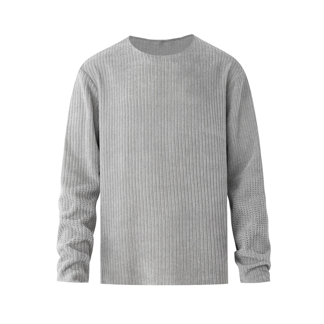 Svetr s kulatým výstřihem a dlouhým rukávem z vaflové pleteniny