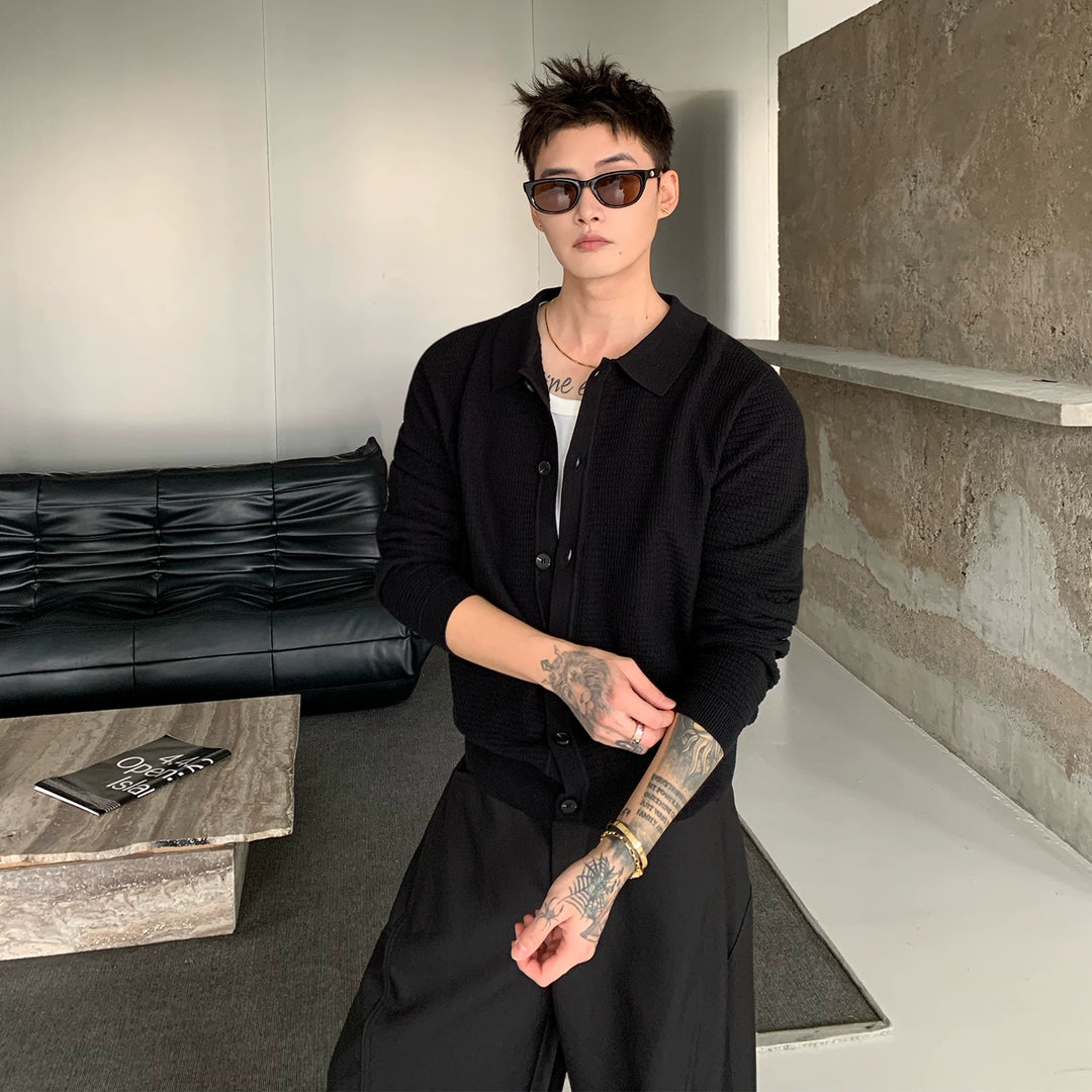 Lapel Slim Knit Cardigan Sweater