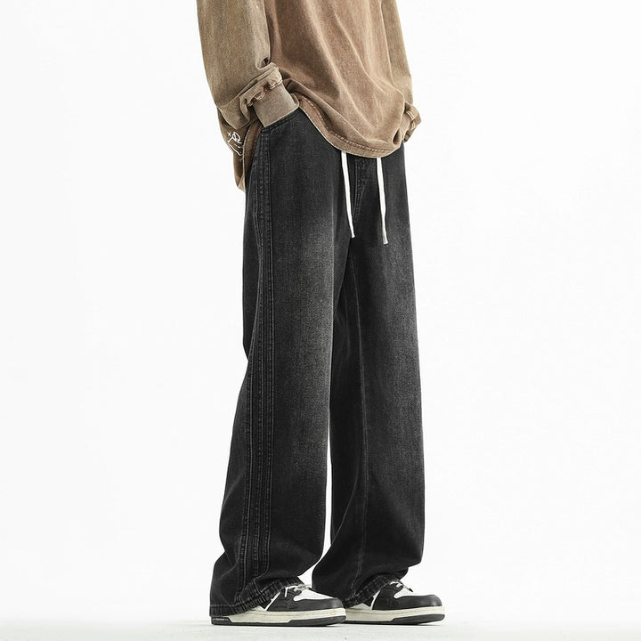 Washed Wide-Leg Drawstring Pants