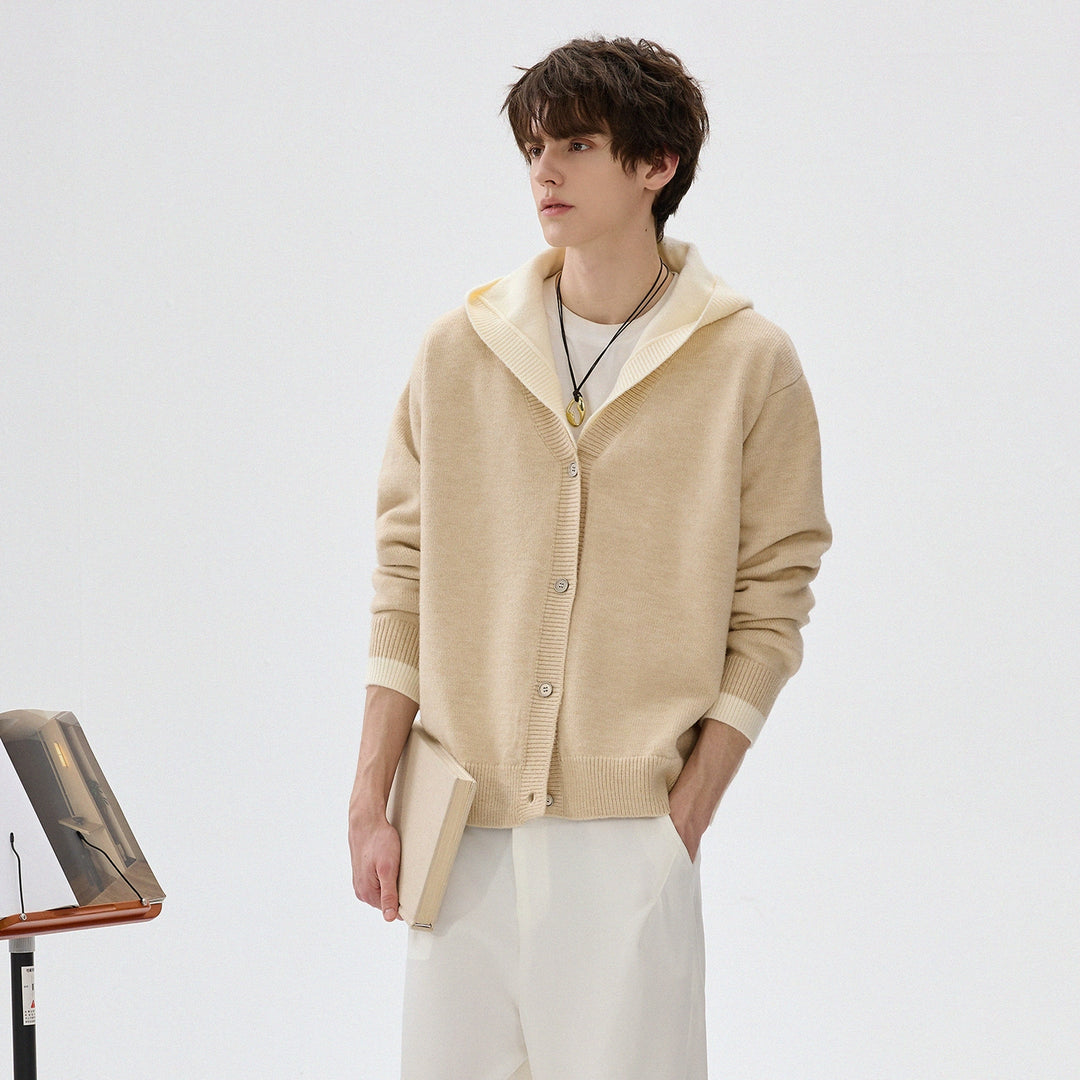 Arctic Velvet Hooded Knit Cardigan