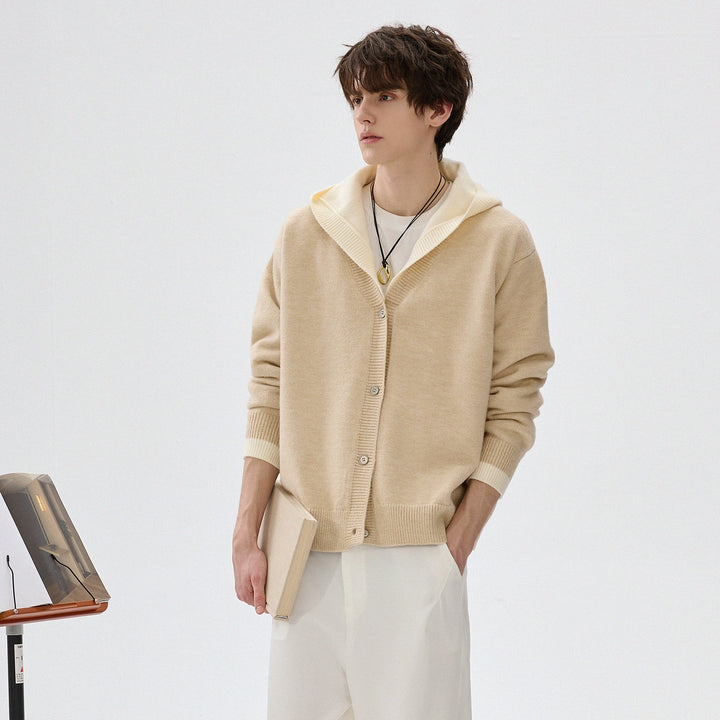 Arctic Velvet Hooded Knit Cardigan