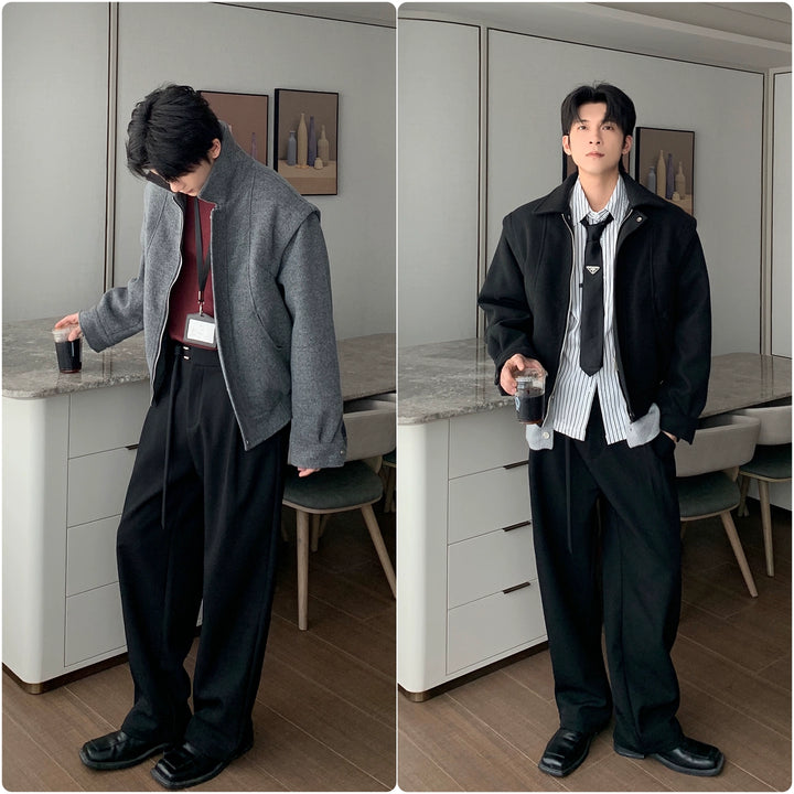 Quilted Wool Lapel Jacket