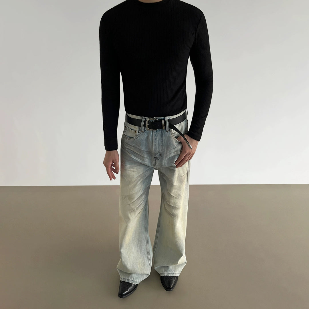 Distressed Flared Straight Leg Jeans