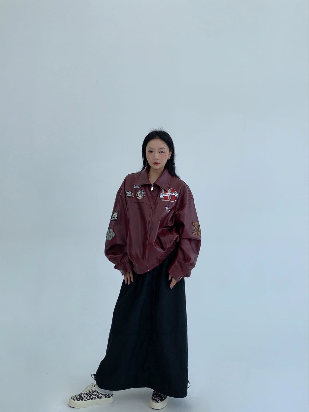 Leather Embroidered Motorcycle Jacket