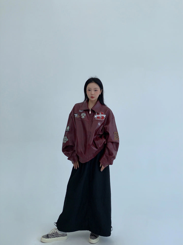 Leather Embroidered Motorcycle Jacket