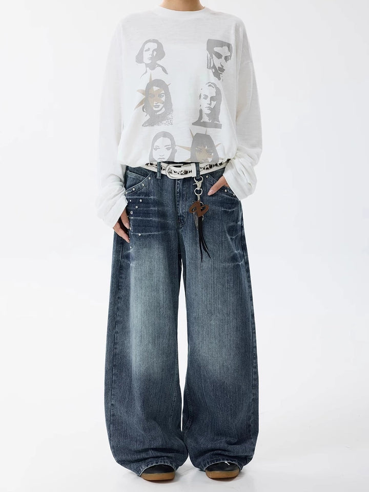 Rivet Lightning Pattern Flared Pants