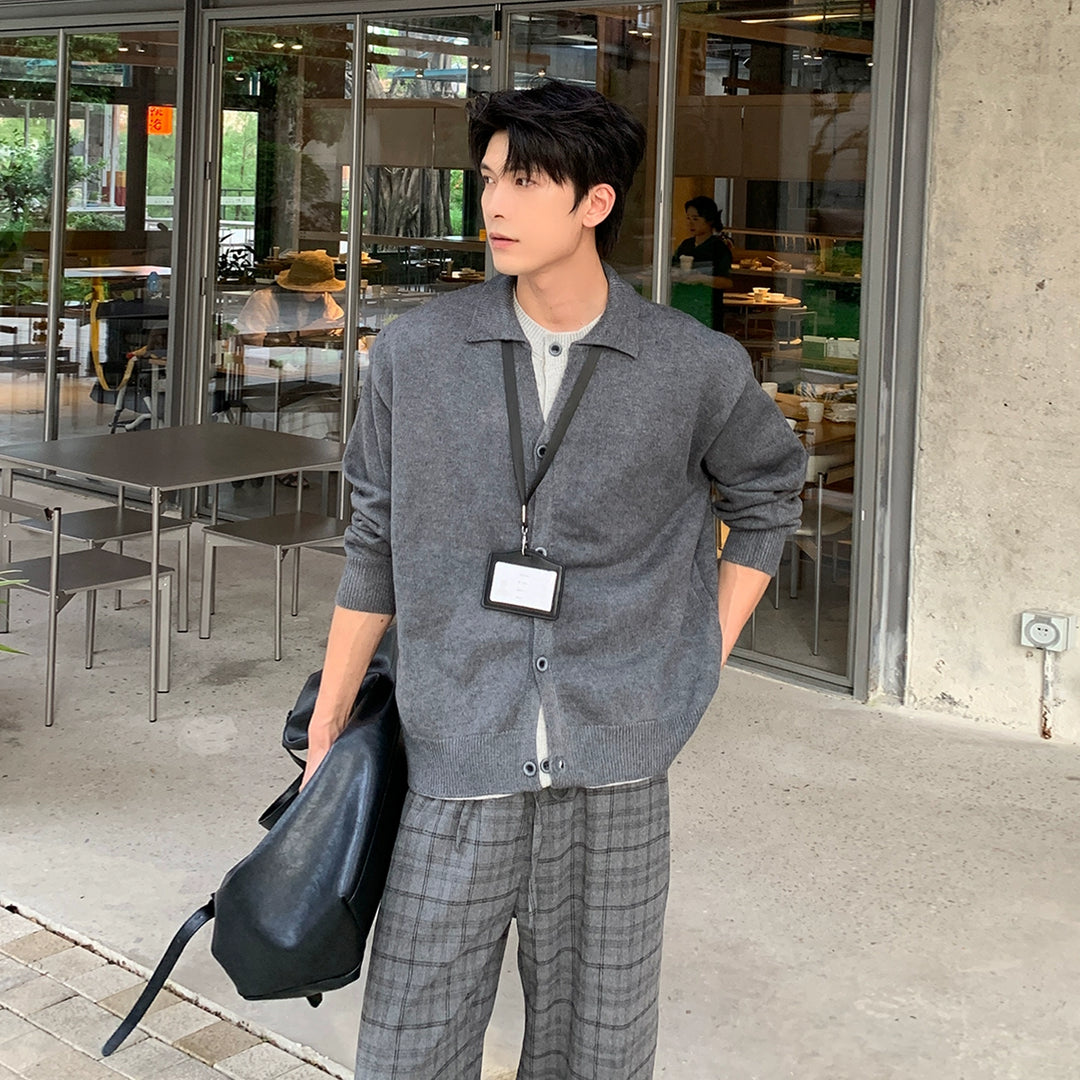 Strikket cardigan genser jakke med knapper foran